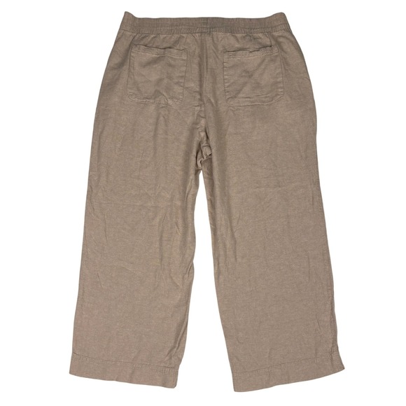 Old Navy Linen Blend Wide Leg Pants XL High Rise Beige Ankle Pull On - Picture 2 of 10